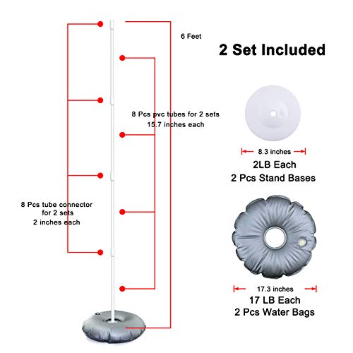 2 Set Balloon Column Kit Base Stand and Pole 6 feet Height + 30Pcs Balloon Rings, Balloon Tower Decoration for Birthday Party Wedding Party Event Decorations - Thumbnail 2
