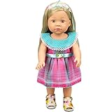 Adorable Baby Doll Clothes Dress Vintage Grids with Dot Doll Dresses for 14 - 16 Inches American Girl Dolls