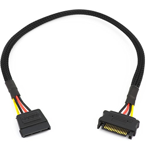 CRJ SATA Power Extension Cable with High Density Black Sleeving 12"