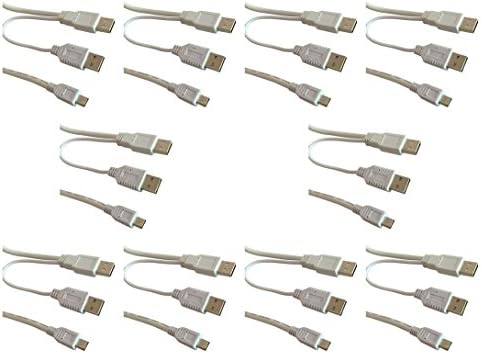 ( 10 Pack) (60cm - 1.8 Foot - 0.60M) USB 2.0 Dual Power Y Shape 2 X Type a to Mini B Premium Quality Cable for External Hard Drives/camera/card Readers - White