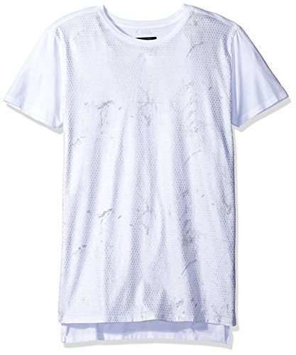 Guess men s marble grid longline t-shirt, marble grid t…