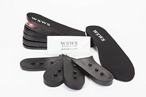 WSWS 5-Layer Height Increase Taller Insole Shoes Pad Air Cushion for MEN (approximately 3.5 inches)+ WSWS Shoe Shine Cloth by WSWS