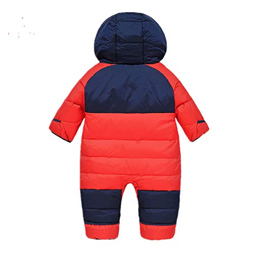 Mangka Toddler Baby Girls Boys Snowsuits Duck Down Jackets Hooded Puffer Jumpsuits(Blue,2T) - Thumbnail 2