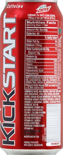 MOUNTAIN DEW KICKSTART ENERGY DRINK, FRUIT PUNCH, 16 OZ (PACK OF 1)