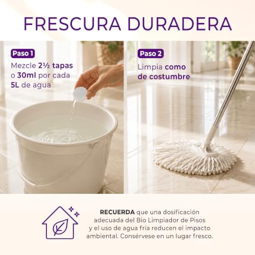 KUXTAL Limpiador Líquido para Pisos Paquete de 2, Ideal para Trapear Cualquier Superficies, Seguro para toda la familia y espacios con mascotas, Aroma Floral, Certificación Biodegradable OECD 301-A
