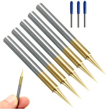 Generic 5pcs 0.1mm 15 Degree Titanium Coated Carbide Flat Bottom PCB Engraving Bit CNC Router Tool