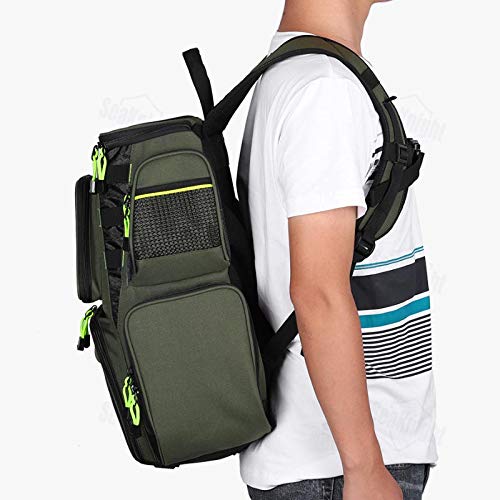 Yamyannie Tackle Box Angeln Angeltasche Multifunktionsaufbewahrungs Rucksack verstellbare Träger Angelköder Reel Bag… – Bild 8