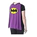 Batman Glittered Logo Juniors Black V-Neck Cape T-Shirt Medium