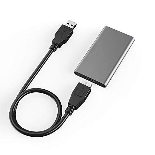 mSATA to USB 3.0 5GBPS SSD Aluminum Housing External Enclosure Adapter Case with USB Mirco-B Interface for mSATA Internal Solid State Drive Hard Drive (mSATA to USB3.0(Grey))