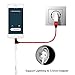 iPhone Charger Cable with Headphone Jack, 3ft Double Nylon Braided Linghtning Charge Cable Adapter for iPhone X / 8 / 8 Plus / 7 / 7 Plus / 6 / 6 Plus / 5s / iPad and More (Red )