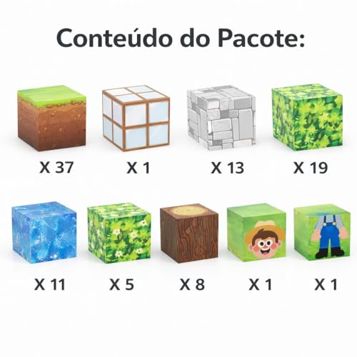 Blocos de Construção Magnéticos, Kit 96 Peças Cubos de Montar Educativos, Brinquedo Criativo e Sensoriais para Crianças 3+ Anos, Mundo de Construção com Imãs, Presente para Meninos e Meninas