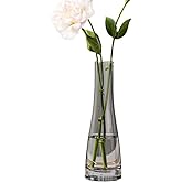 Hand-Made Blown Art Bud Glass Vase Clear Flower Bud Vase Single Stem Vases Decorative Glass Vase Bottles Centerpiece for Wedding Party Home and Office Décor(Grey)