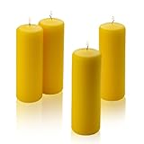 Light In The Dark Citronella Pillar Candle - Set of 4 Yellow Citronella Scented Pillar Candles 2" Inch Wide X 6" Tall