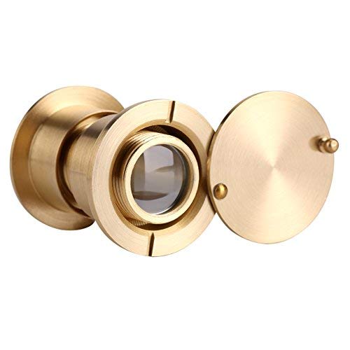 Fdit Safety Door Viewer, Alloy Peephole Door Viewer 28mm Wide Viewing Angle with Heavy Duty Privacy Cover for Home Office Hotel(Gold)