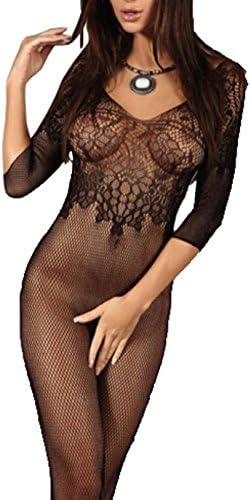 Women Sexy Lace Fishnet Lingerie Crotchless Bodysuit Bodystocking Sleepwear