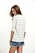 ROMWE Women's Half Sleeve V-Neck Striped T-Shirt Tops