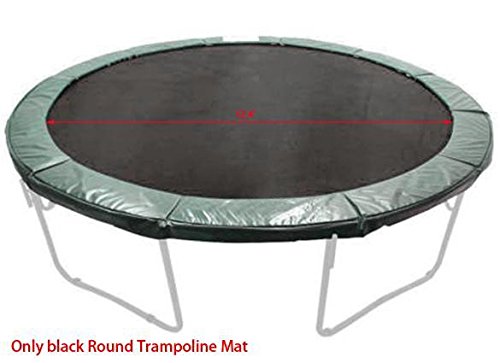 Utheing Trampoline Jumping Mat for 14ft Trampoline Replacement , Round Trampoline Mat with 72 V-rings Springs, Black