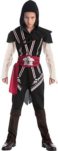 AFG Media Ltd Assassin's Creed Ezio Costume for Boys, Includes Tunic, Hood, Spauldron, Sash, and Boot Covers
