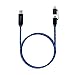 Foxnovo 2.6ft Blue Flowing EL Light 2-in-1 Lightning & Micro USB Sync Data Cable Charging Cord for Smartphones & Tablets - Black
