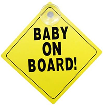 Baby on Board --- 6" x 6" Yellow Car Signs with Attached Suction Cup --2 Packs