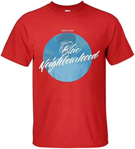SKKE Men's Troye Sivan Blue Neighbourhood Music Band T-Shiirt red S