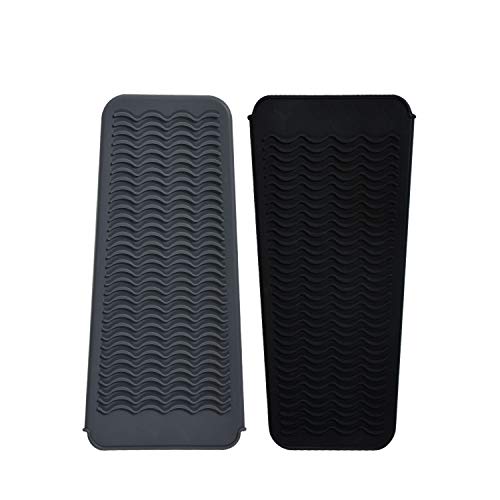 EIOKIT Silicone Heat Resistant Travel Mat Pouch for Hair Straightener,Crimping Iron,Hair Curling Iron,Hair Curling Wand,Flat Iron,Hair Waving Iron and Hot Hair Styling Tools (2 PACK)