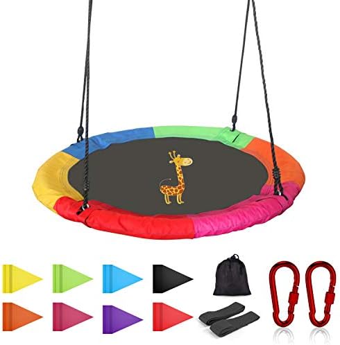 Joychoic Tree Swing,Extra Large 40'' Diameter Outdoor Tree Swing,Bonus Swing Straps Set of 2,Flag Set and 2 Carabiners