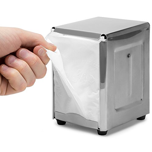 Back of House Ltd. Commercial Spring-Load Stainless Steel Low-Fold Napkin Dispenser for Restaurants, Diners, & Home Use