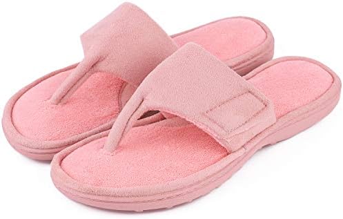 Ladies’ Microfiber Gradational Color Knit Thong Slippers, Textured Memory Foam Spa Flip-Flops