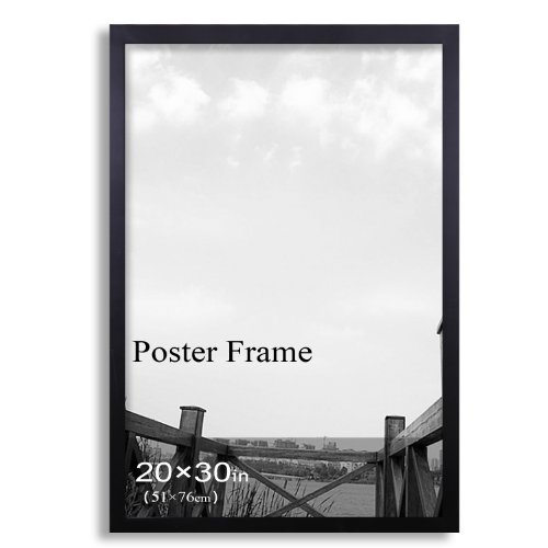 Adeco20 x 30 Poster Frame Original Decorative Wall Hanging Wood Picture Frame in Black, Composite Wood with Polished Plexiglass Puzzle Frame