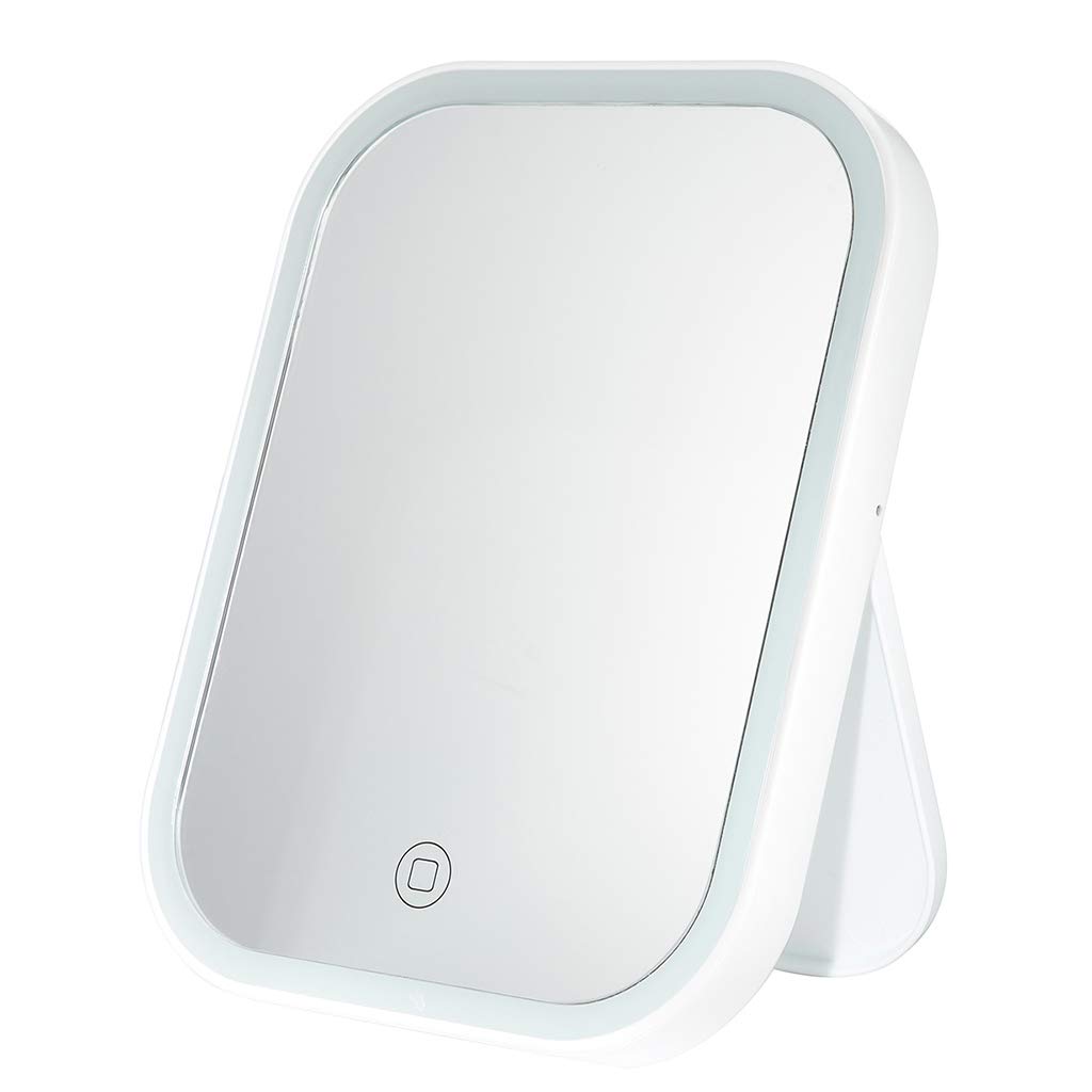 Travel Mirror-lighted makeup Vanity Mirror with Touch Screen Dimming Lights, Portable makeup Mirror with Lights, Dual Power (Updated)