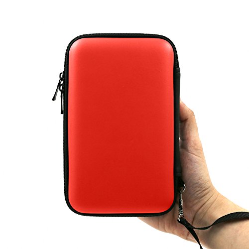 ADVcer EVA Waterproof Hard Shield Protective Carrying Case with Detachable Hand Wrist Strap for Nintendo New 3DS XL, 3DS, 3DS XL, 3DS, 3DS LL - Reddish Orange