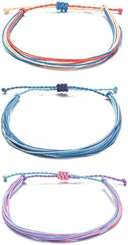 Beach Boho Rope Ankle Bracelets for Women Teen Girls Handmade Waterproof Adjustable Friendship Anklets