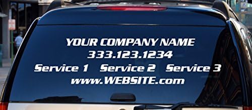 Basic Vinyl® - Business Retail Decal - Personalized Custom Advertising for Your Company - Vehicle Car Truck - Store Door or Window (up to 12x22 inch, Gloss White)
