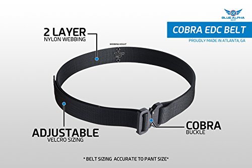 Blue Alpha Gear 1.5" Cobra EDC Belt (Black, 36 (Pant Size))