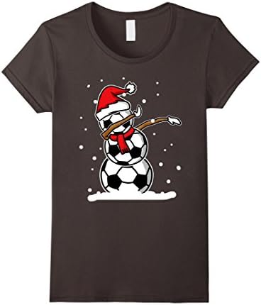 Womens Dabbing Snowman Soccer Christmas Funny T shirt Dab Ball Medium Asphalt
