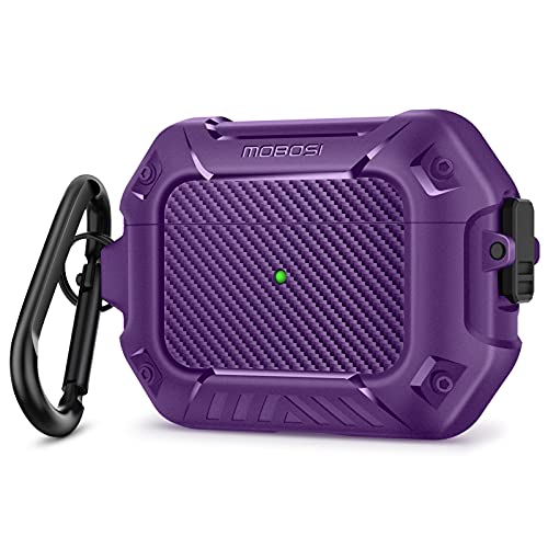MOBOSI for AirPods Pro 1 Case, Compatible with Airpod Pro Case Cover 1st Generation with Lock&Keychain&Cleaner Kit, Full Body Shockproof Protective Hard Shell (2019), Purple