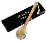 VASLON Bath Body Brush Boar Bristles Exfoliating Body Massager with Long Wooden Handle Back Brush Shower Brush VASLON