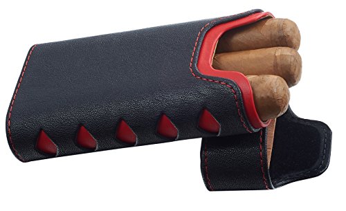 Visol VCASE735 Leather Large Ring Gauge Cigar Case, 3, Black