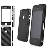 niceeshop(TM) Black 3D Carbon Fiber Vinyl Full Body Skin Wrap for Apple iPhone 4 4S +Screen Protector