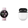 Google Bundle - Pixel Watch 3 (Polished Silver Aluminum Case - Rose Quartz Band - 41mm LTE) & Pixel Buds Pro 2 Earbuds (Hazel)