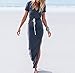 OYANUS Womens Sexy Deep V Neck Solid Color Side Split Casual Beach Maxi Dress