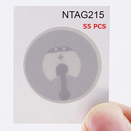NFC Tags NXP NTAG215 White Round NFC Sticker 25mm Diameter - 100% Compatible With TagMo Amiibo and All Other NFC Enabled Devices By TimesKey-55 Pack