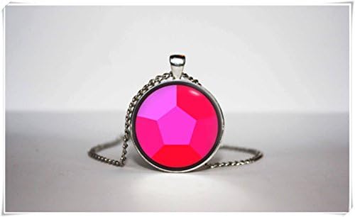 Universe gem Necklace, Rose Quartz pendant, Gemstone Art Gifts, Dome glass jewelry, pure handmade