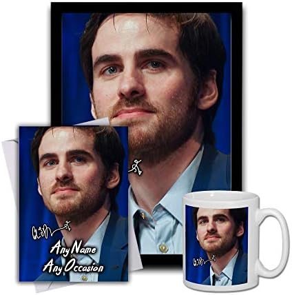 Star Prints UK Colin O'Donoghue Once Upon a Time (V1) Gift Set Bundle 2020 - Large 11cm Mug, A4 Framed Poster and Matching Personalised Birthday or Fathers Day Card (No Personalised Card)