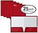 Better Office Products 2 Pocket Glossy Laminated RED Paper Folders, Letter Size, Red Paper Portfolios Box of 25 Red Folders