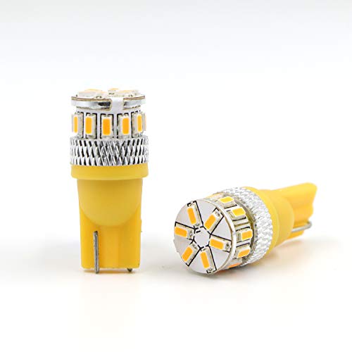 Dantoo 2pcs Super Bright T10 LED Bulbs 194 168 2825 175 192 W5W Wedge Dome Lights 3014 Chipset 18 SMD Amber Yellow Light Lamp for for Car Interior Map License Plate Trunk Parking Light