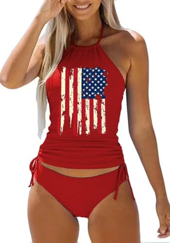 USA American Flag Tankini and String Shorts 2-pc Set