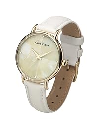 Anne Klein AK   2790cmwt de la mujer dorado y correa de piel color blanco reloj