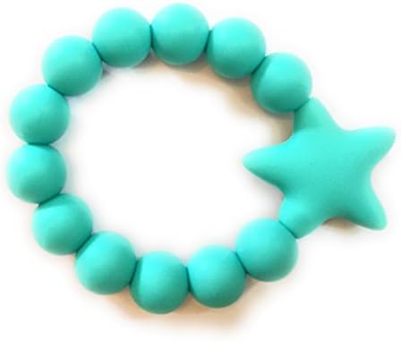 Premium Quality Star Shaped Teething Bracelet I Super Soft on Gums and Safe for Skin I BPA Free I Ideal for Baby Shower Gifting and Fashion Jewelery (Baby Boy Aqua)